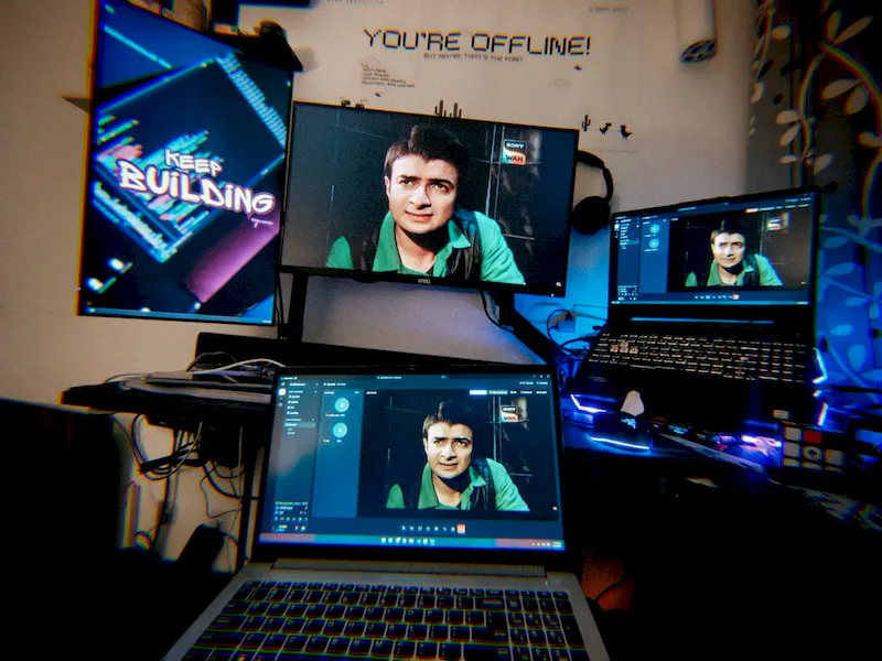 Fueling creativity with a sleek, multi-screen workstation.