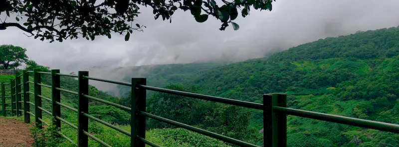 Lost in the mist of green hills.